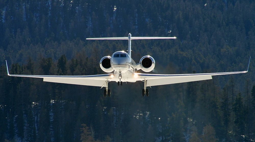 Business jet on stand